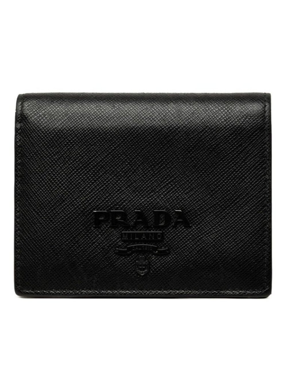 Prada Logo Bifold Wallet Black Saffiano Leather